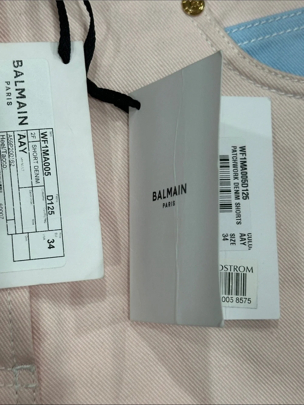 Balmain Pastel Colorblock High-Rise Jean Shorts - Pink, Mint & Light Blue
